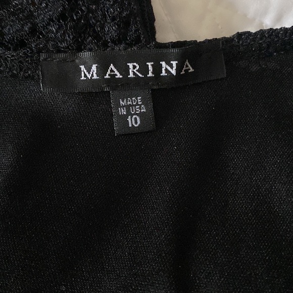 Marina stretch black lace sheath dress bell sleeve lined sheer wedding party - Picture 7 of 8